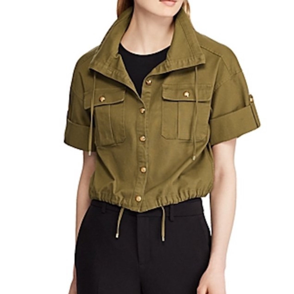 Short sleeve cropped utility jacket